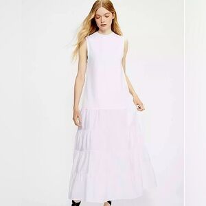 Ted Baker White Tiered Sleeveless Maxi Dress Side Pockets Drop Waist